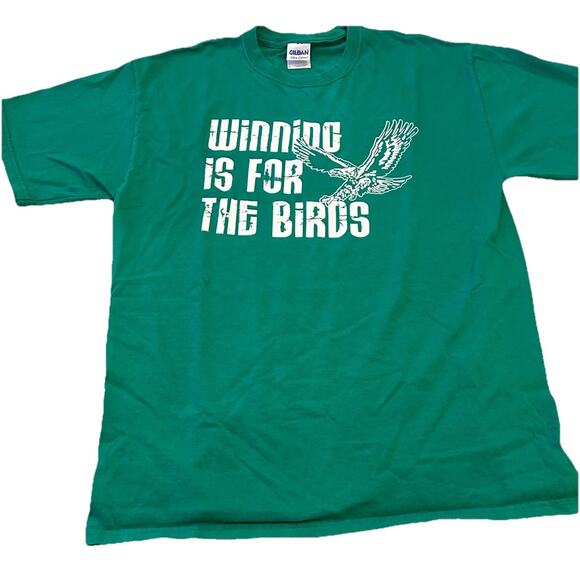 VTG PHILADELPHIA EAGLES T Shirt L “ Winning Is For Birds” Kelly Green Old NFL - Picture 1 of 10